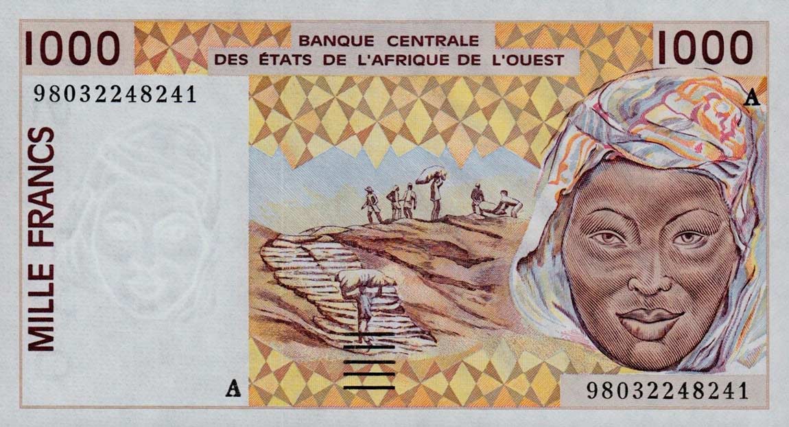 Front of West African States p111Ah: 1000 Francs from 1998