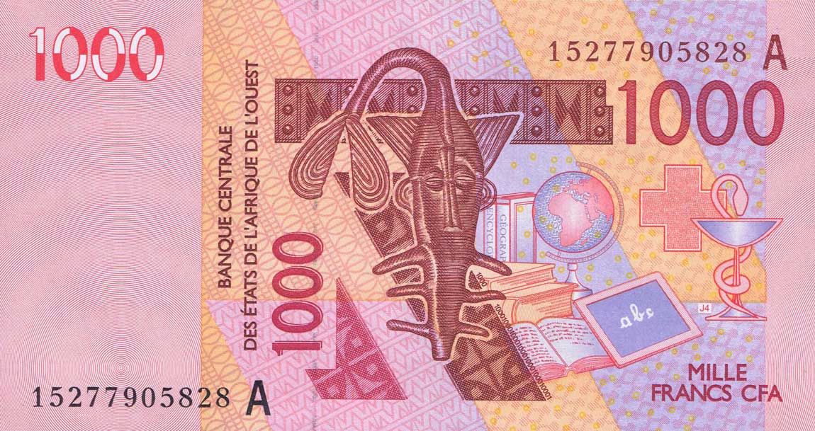 Front of West African States p115Ao: 1000 Francs from 2015