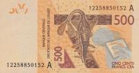 p119Aa from West African States: 500 Francs from 2012
