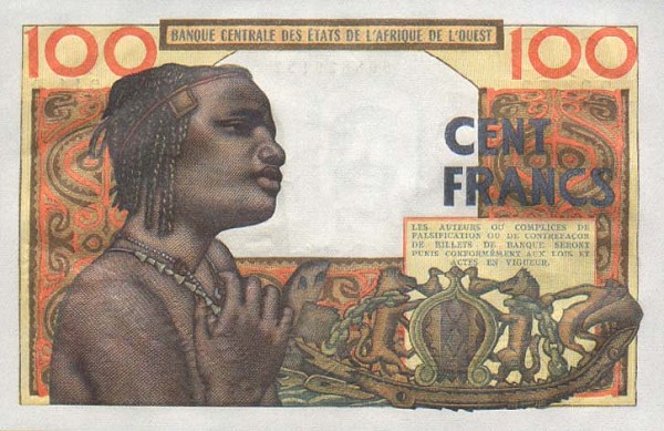 Back of West African States p201Bf: 100 Francs from 1961