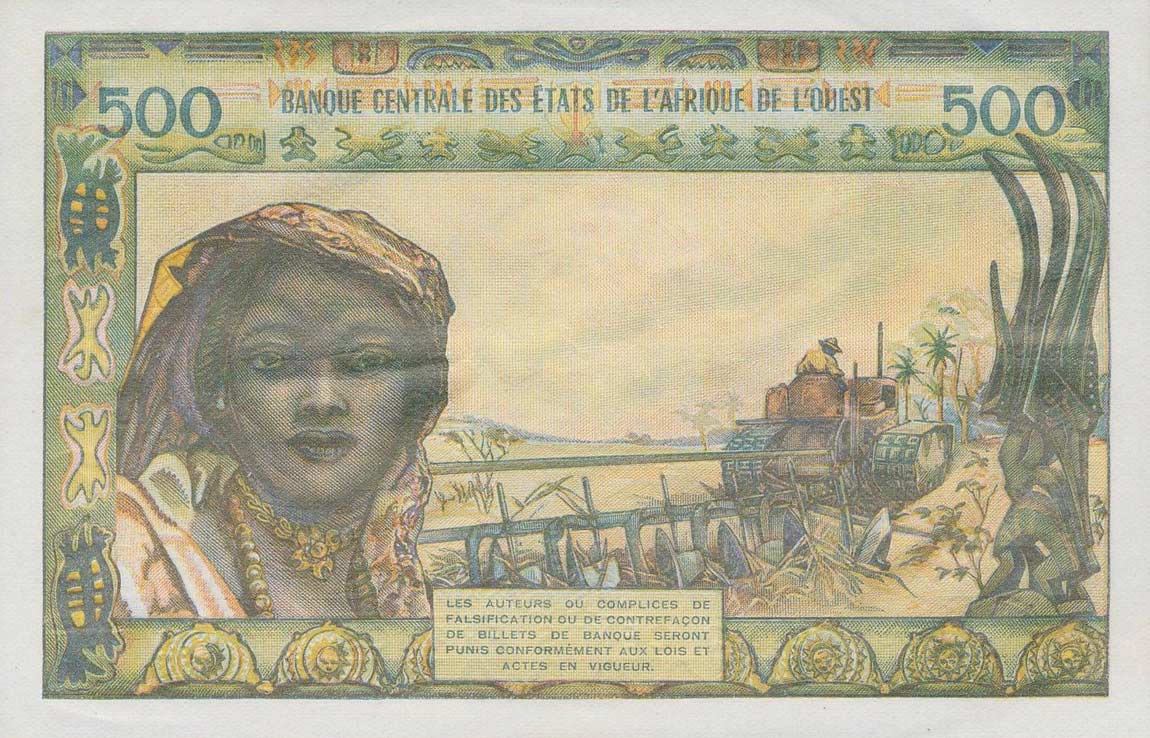 Back of West African States p202Bf: 500 Francs from 1961