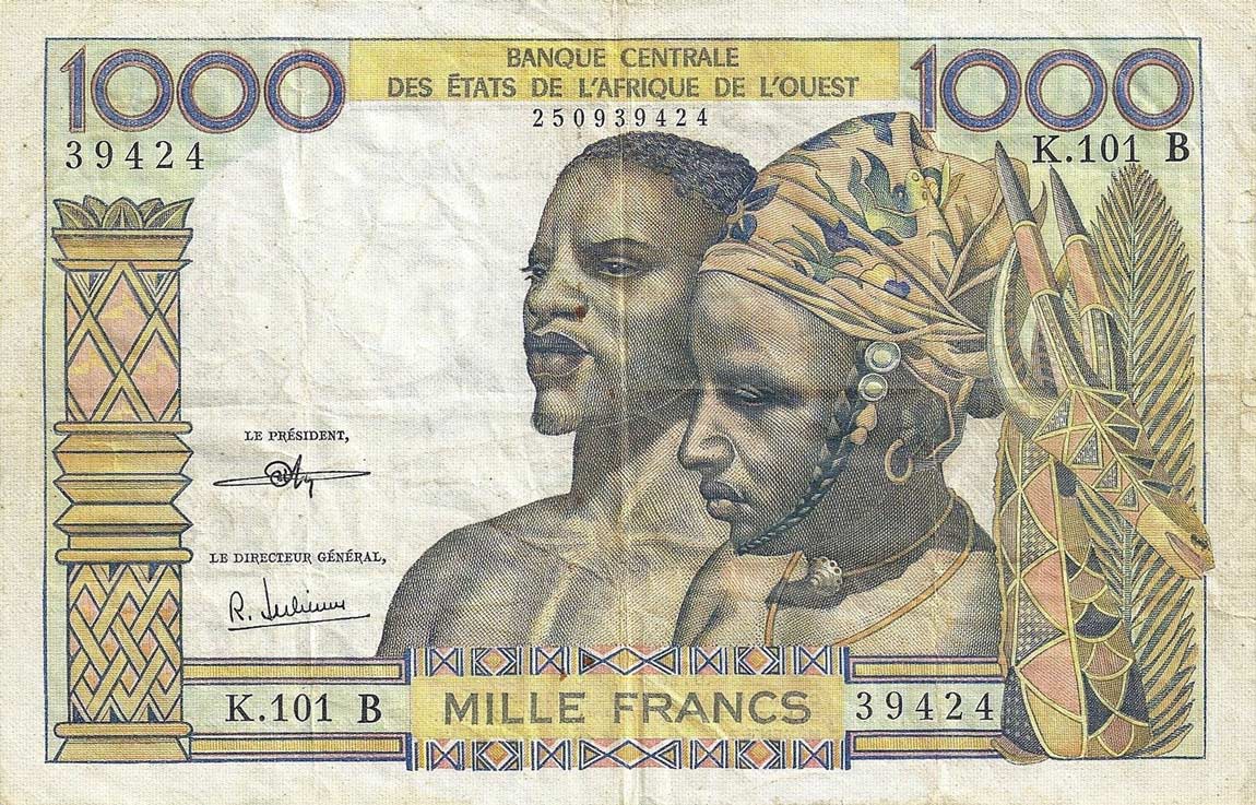 Front of West African States p203Bj: 1000 Francs from 1961