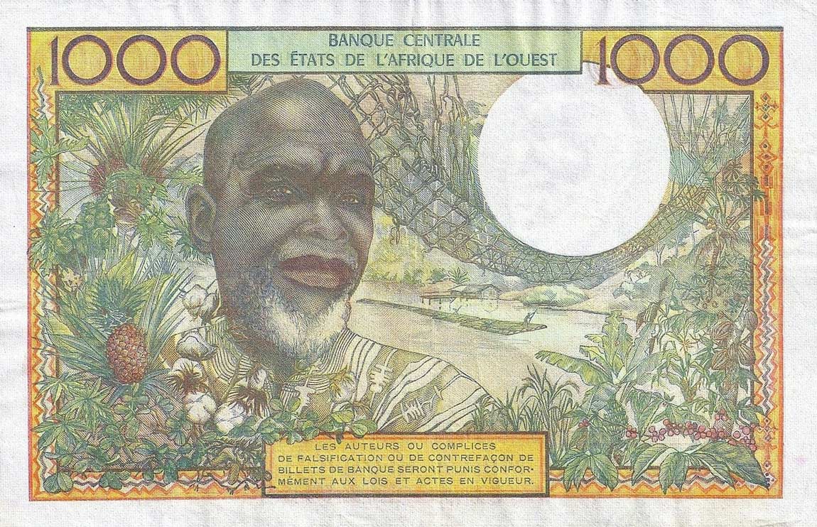 Back of West African States p203Bk: 1000 Francs from 1961
