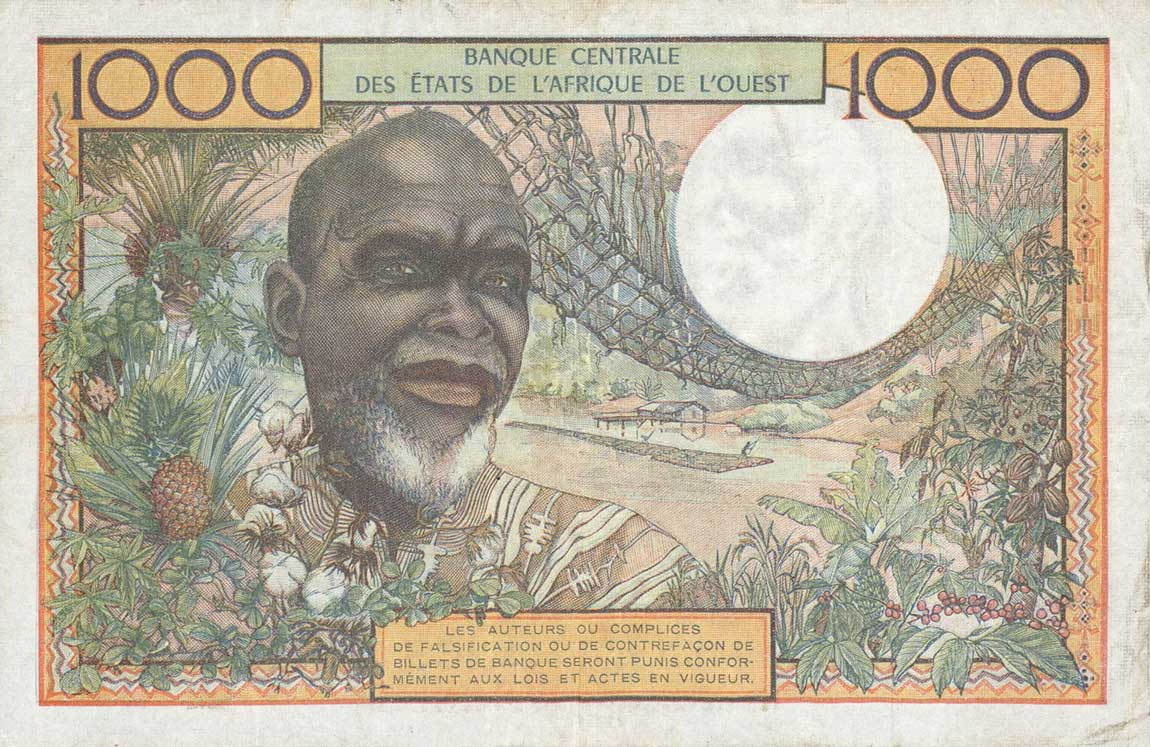 Back of West African States p203Bn: 1000 Francs from 1961