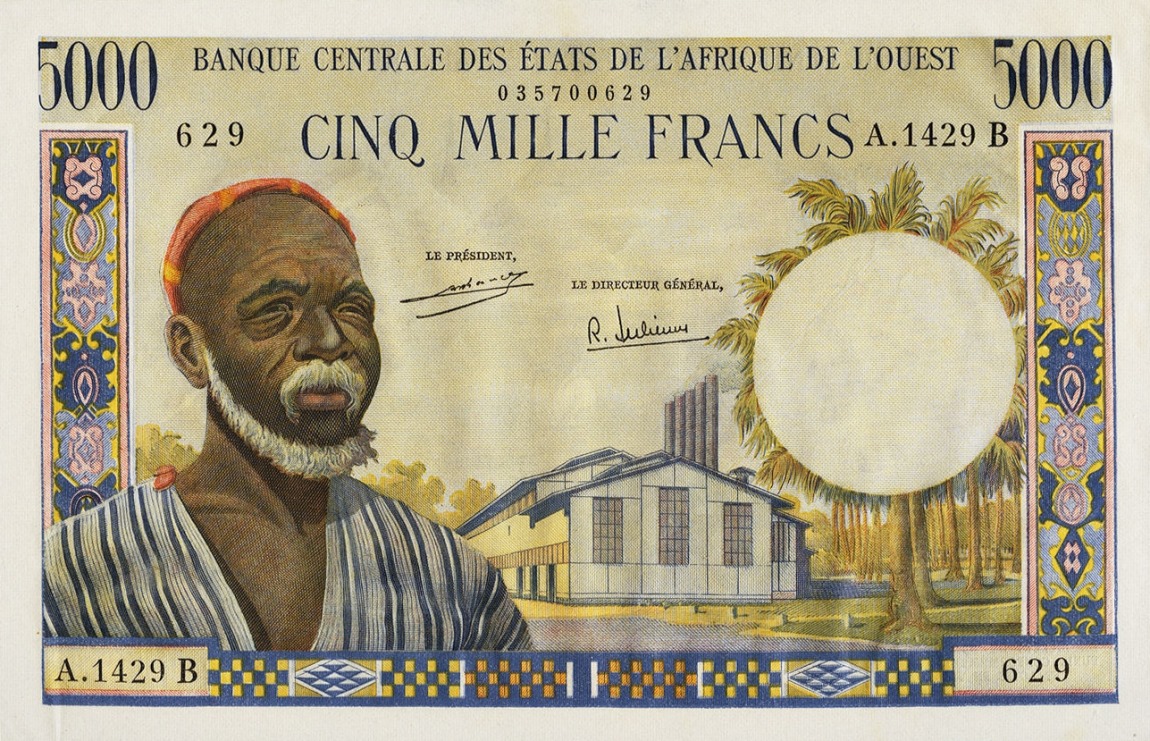 Front of West African States p204Bj: 5000 Francs from 1961