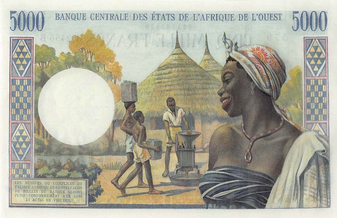 Back of West African States p204Bl: 5000 Francs from 1961