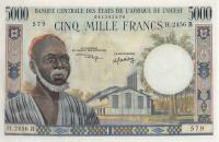 Gallery image for West African States p204Bl: 5000 Francs