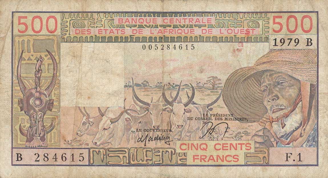 Front of West African States p205Ba: 500 Francs from 1979