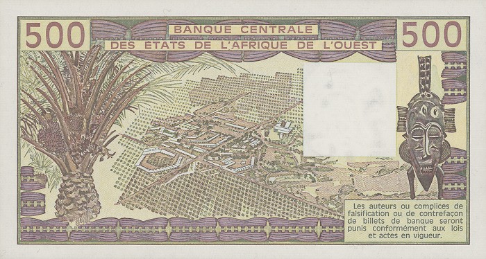 Back of West African States p206Bc: 500 Francs from 1981