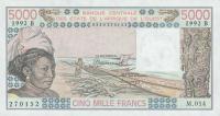 p208Bo from West African States: 5000 Francs from 1992