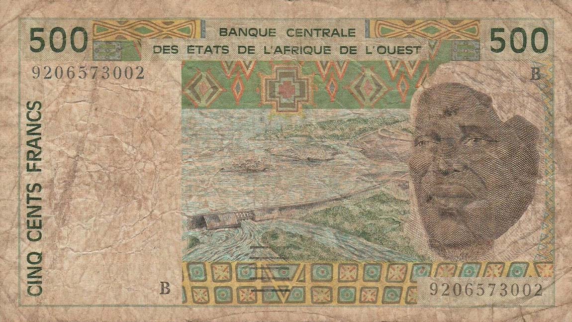 Front of West African States p210Bc: 500 Francs from 1992