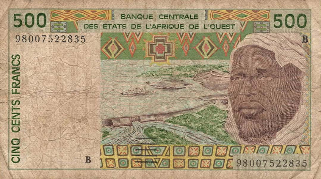 Front of West African States p210Bj: 500 Francs from 1998