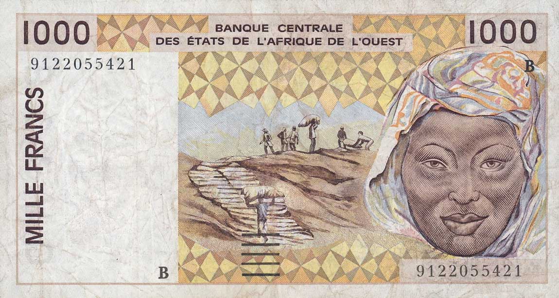 Front of West African States p211Ba: 1000 Francs from 1991