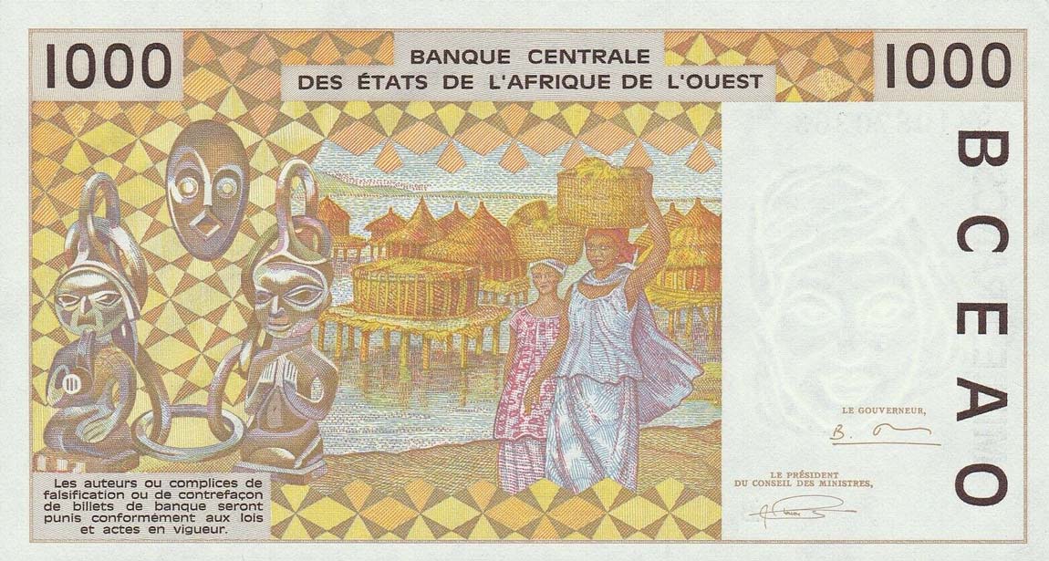 Back of West African States p211Be: 1000 Francs from 1994