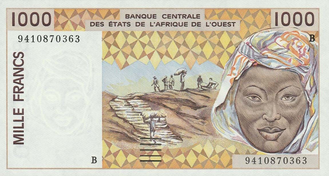 Front of West African States p211Be: 1000 Francs from 1994