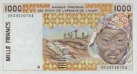 p211Bf from West African States: 1000 Francs from 1995