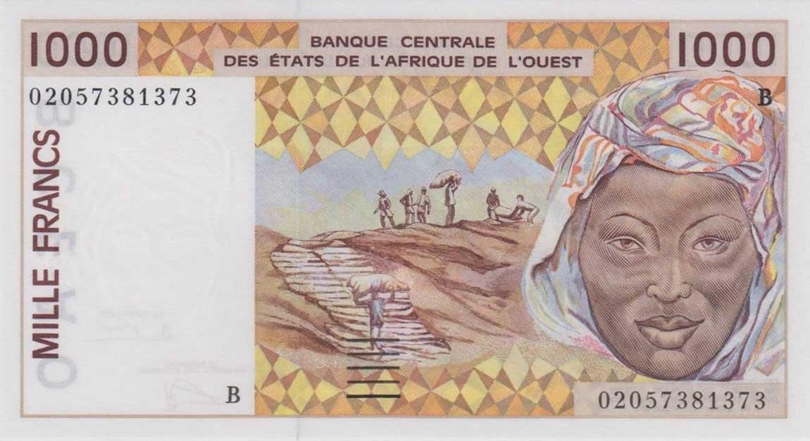 Front of West African States p211Bm: 1000 Francs from 2002