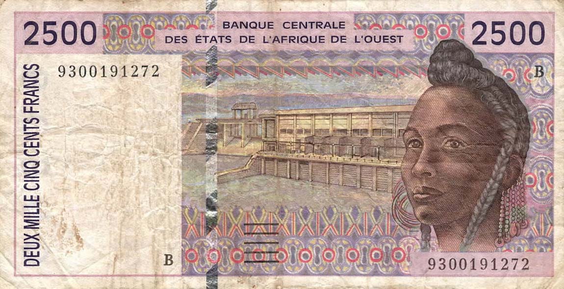 Front of West African States p212Bb: 2500 Francs from 1993