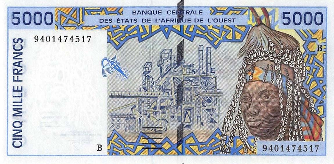 Front of West African States p213Bc: 5000 Francs from 1994