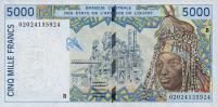 p213Bi from West African States: 5000 Francs from 1999