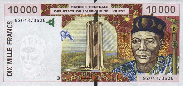 Front of West African States p214Ba: 10000 Francs from 1992