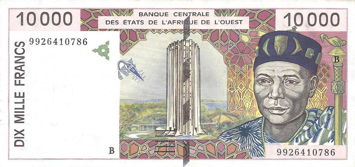 Front of West African States p214Bh: 10000 Francs from 1999