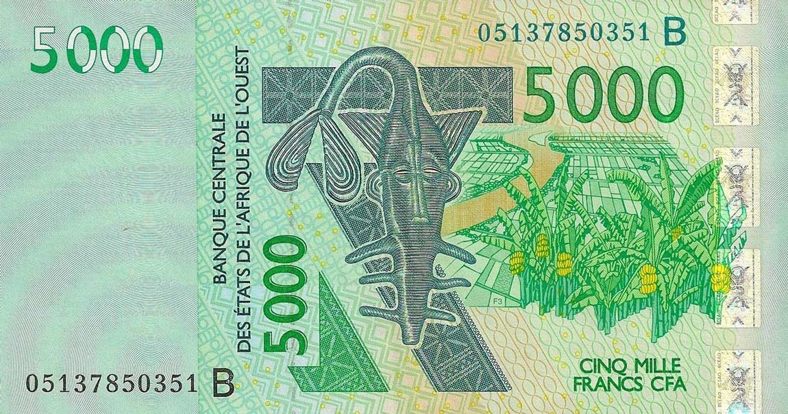 Front of West African States p217Bc: 5000 Francs from 2005