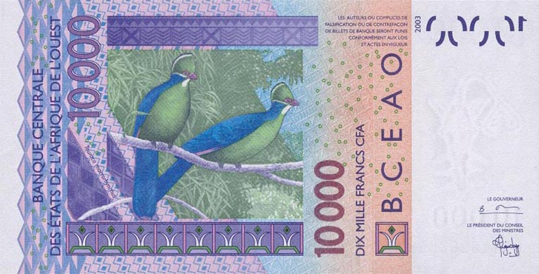 Back of West African States p218Ba: 10000 Francs from 2003