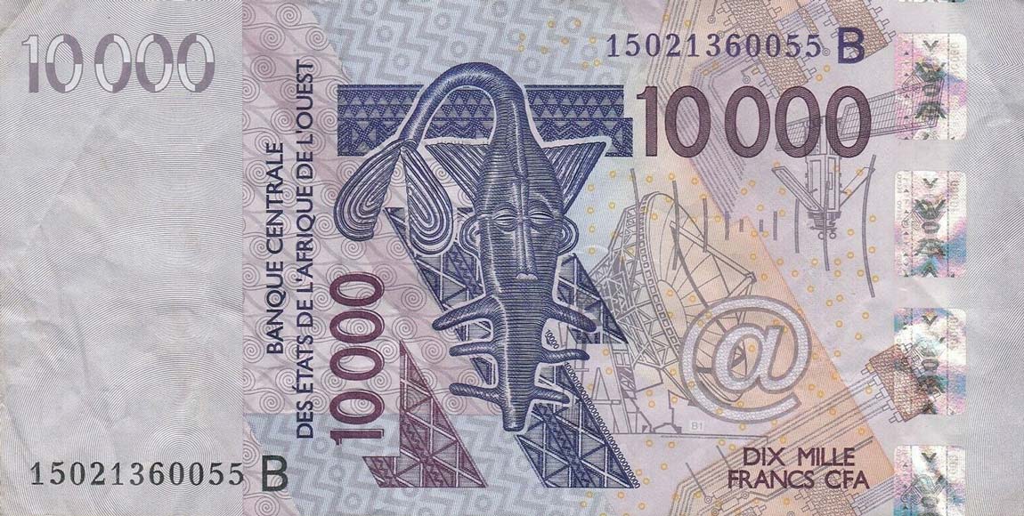 Front of West African States p218Bo: 10000 Francs from 2015