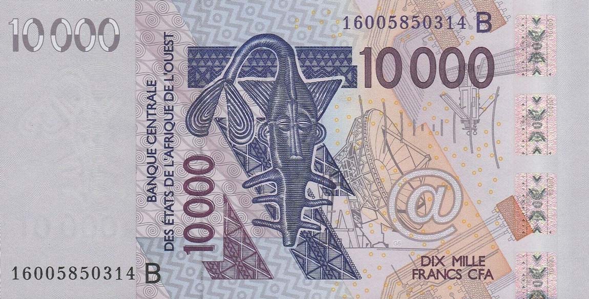 Front of West African States p218Bp: 10000 Francs from 2016