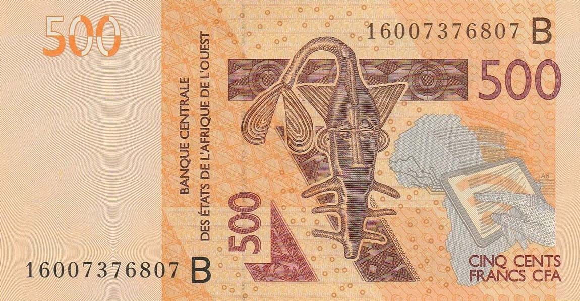 Front of West African States p219Be: 500 Francs from 2016