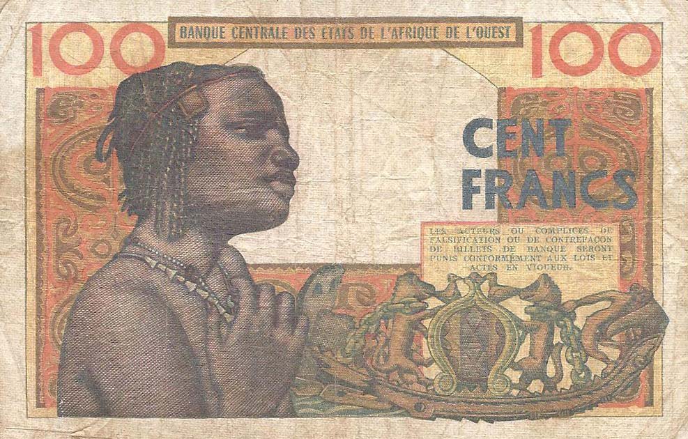 Back of West African States p301Ce: 100 Francs from 1965