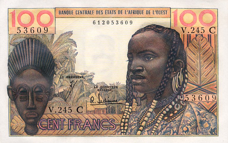 Front of West African States p301Cf: 100 Francs from 1961