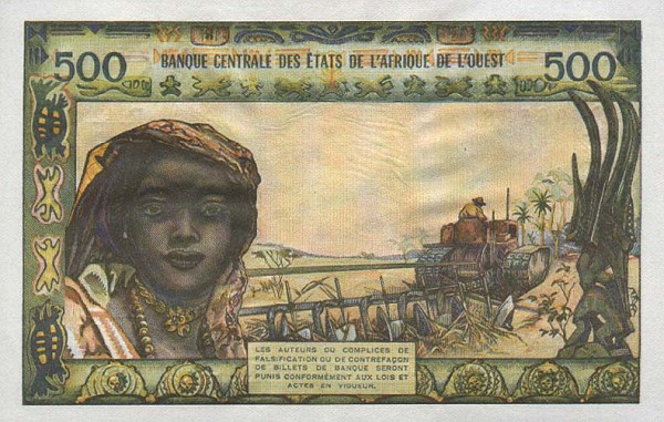 Back of West African States p302Ck: 500 Francs from 1961