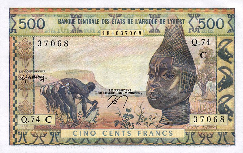 Front of West African States p302Cn: 500 Francs from 1961