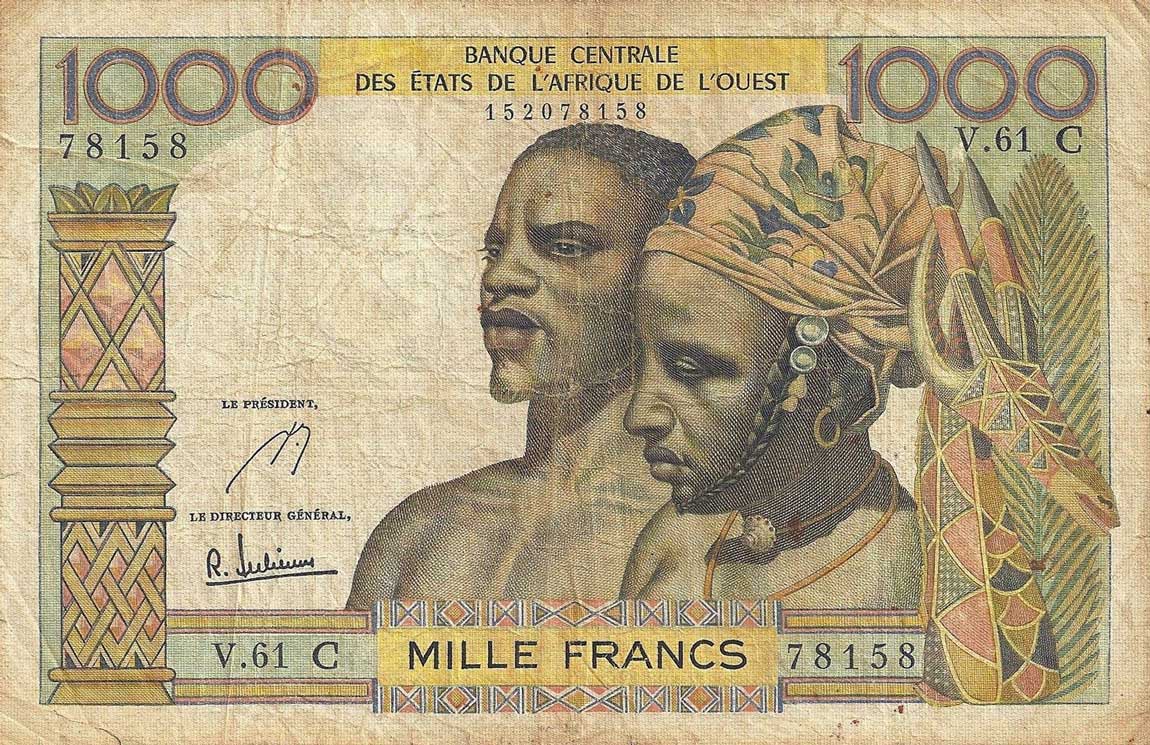 Front of West African States p303Cf: 1000 Francs from 1961