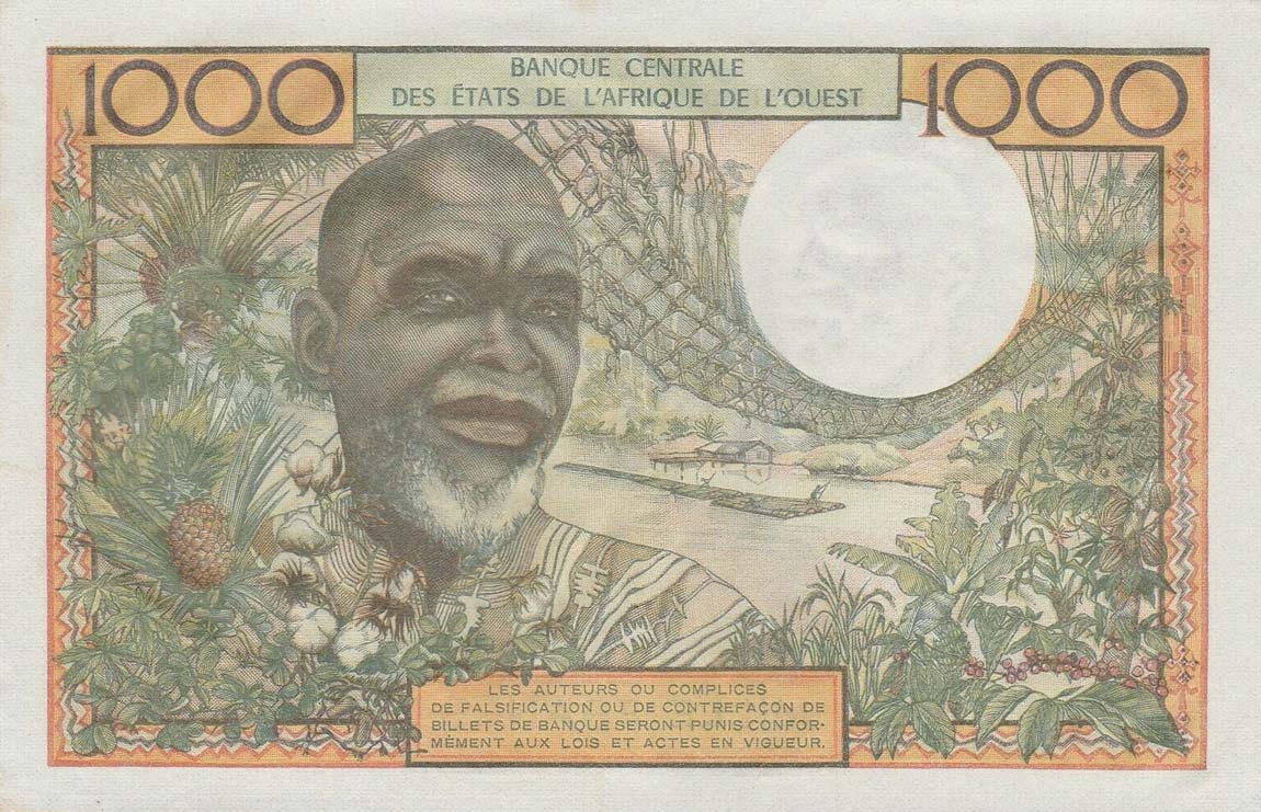 Back of West African States p303Cg: 1000 Francs from 1961