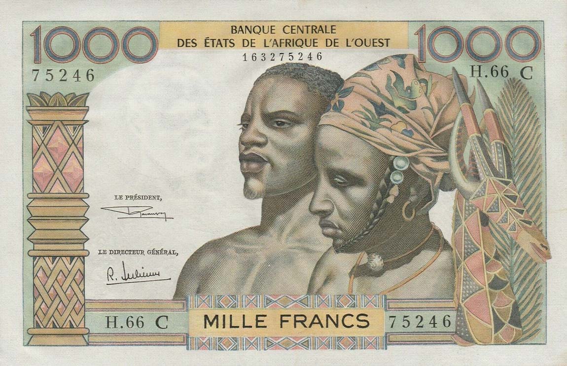 Front of West African States p303Cg: 1000 Francs from 1961