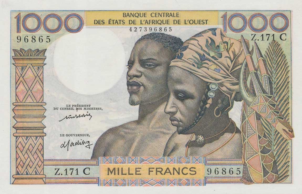 Front of West African States p303Ci: 1000 Francs from 1961