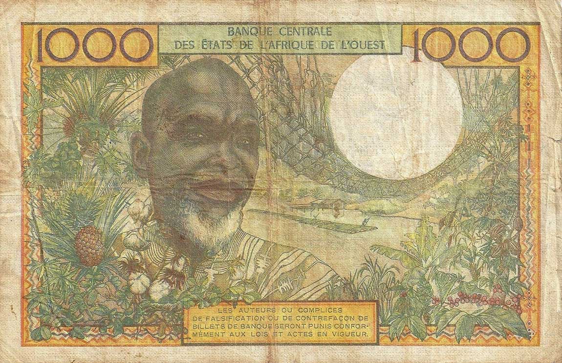 Back of West African States p303Ck: 1000 Francs from 1961