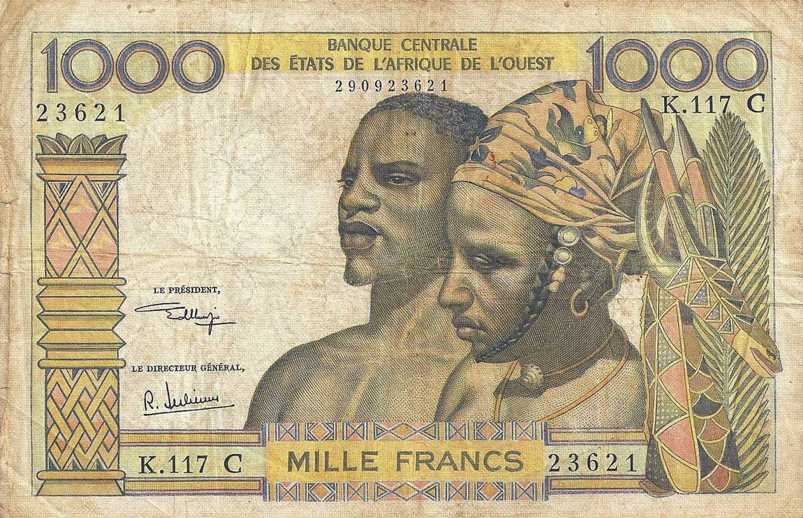 Front of West African States p303Ck: 1000 Francs from 1961