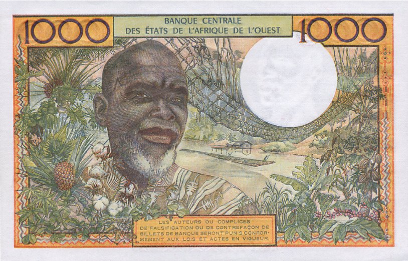 Back of West African States p303Cm: 1000 Francs from 1961