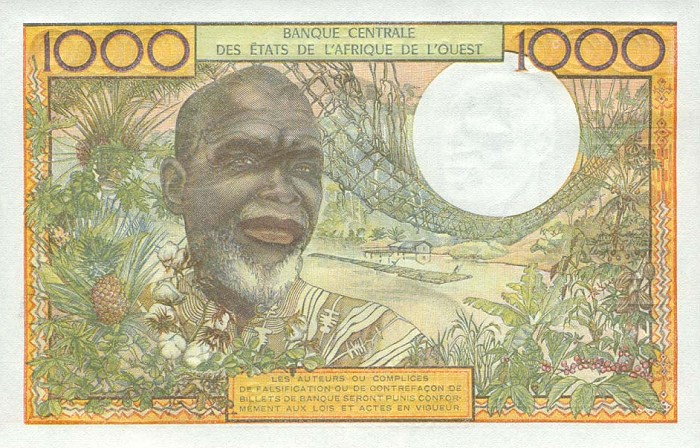 Back of West African States p303Cn: 1000 Francs from 1961