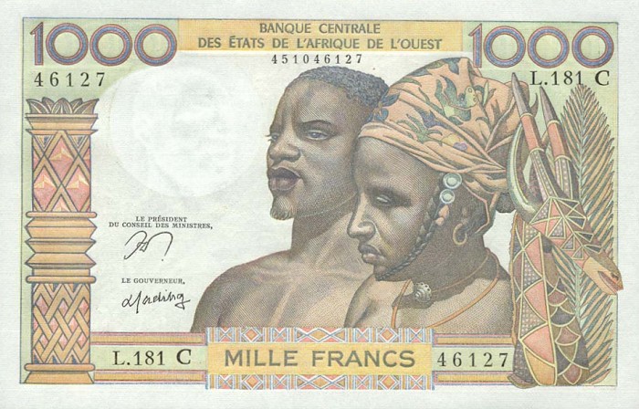 Front of West African States p303Cn: 1000 Francs from 1961