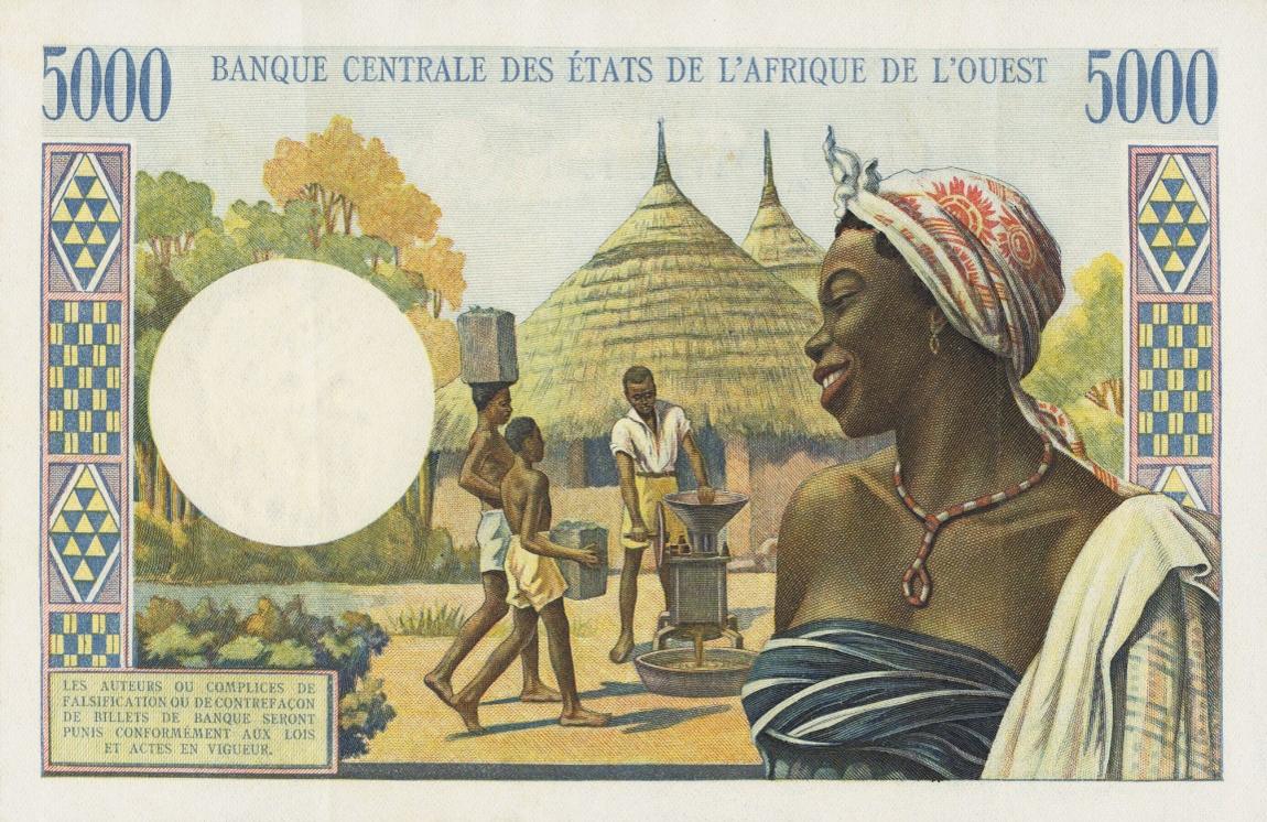 Back of West African States p304Cd: 5000 Francs from 1965