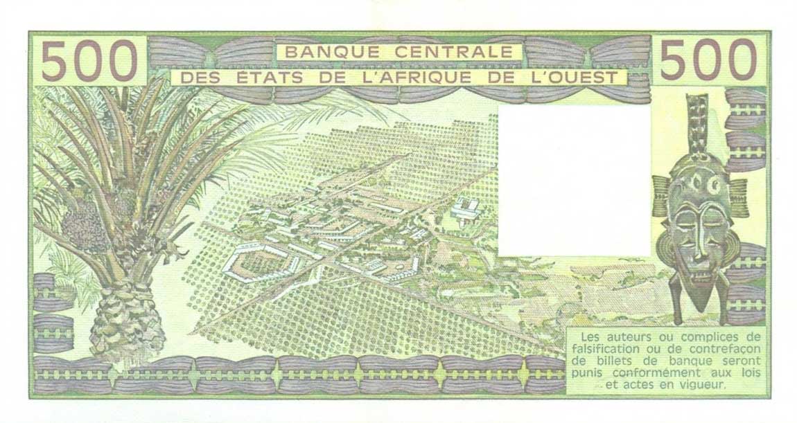 Back of West African States p306Cf: 500 Francs from 1983