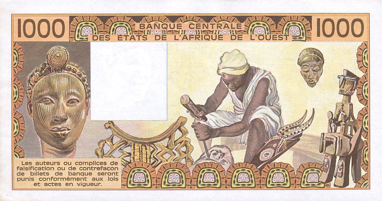 Back of West African States p307Cb: 1000 Francs from 1981