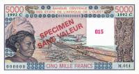 Gallery image for West African States p308Cs: 5000 Francs