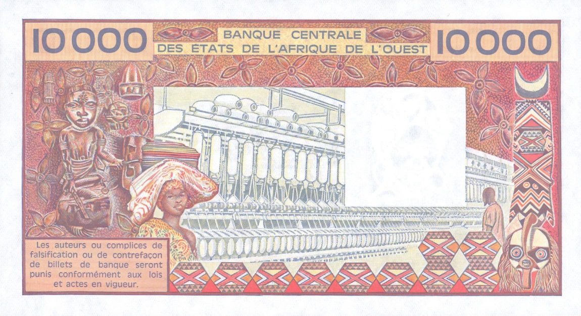 Back of West African States p309Ci: 10000 Francs from 1977