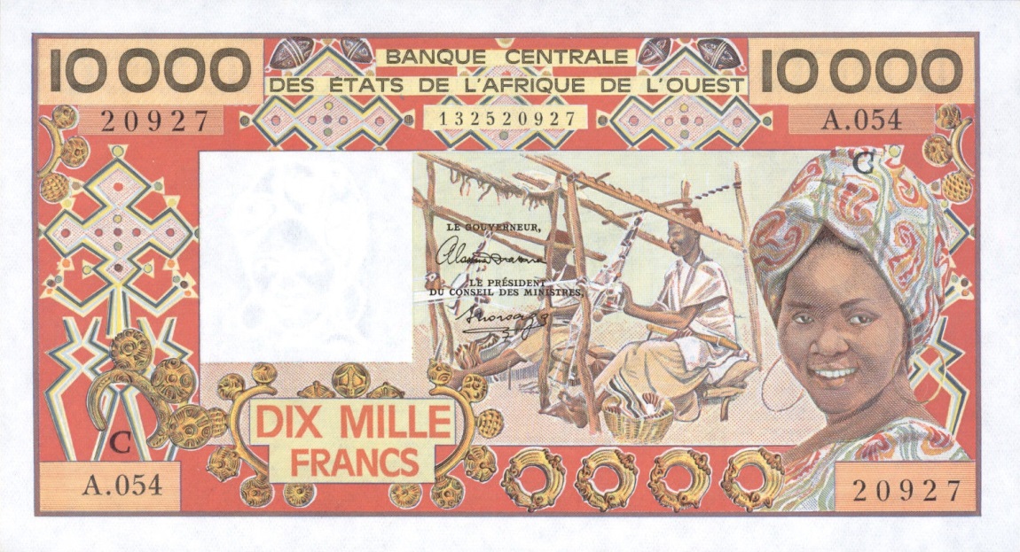 Front of West African States p309Ci: 10000 Francs from 1977